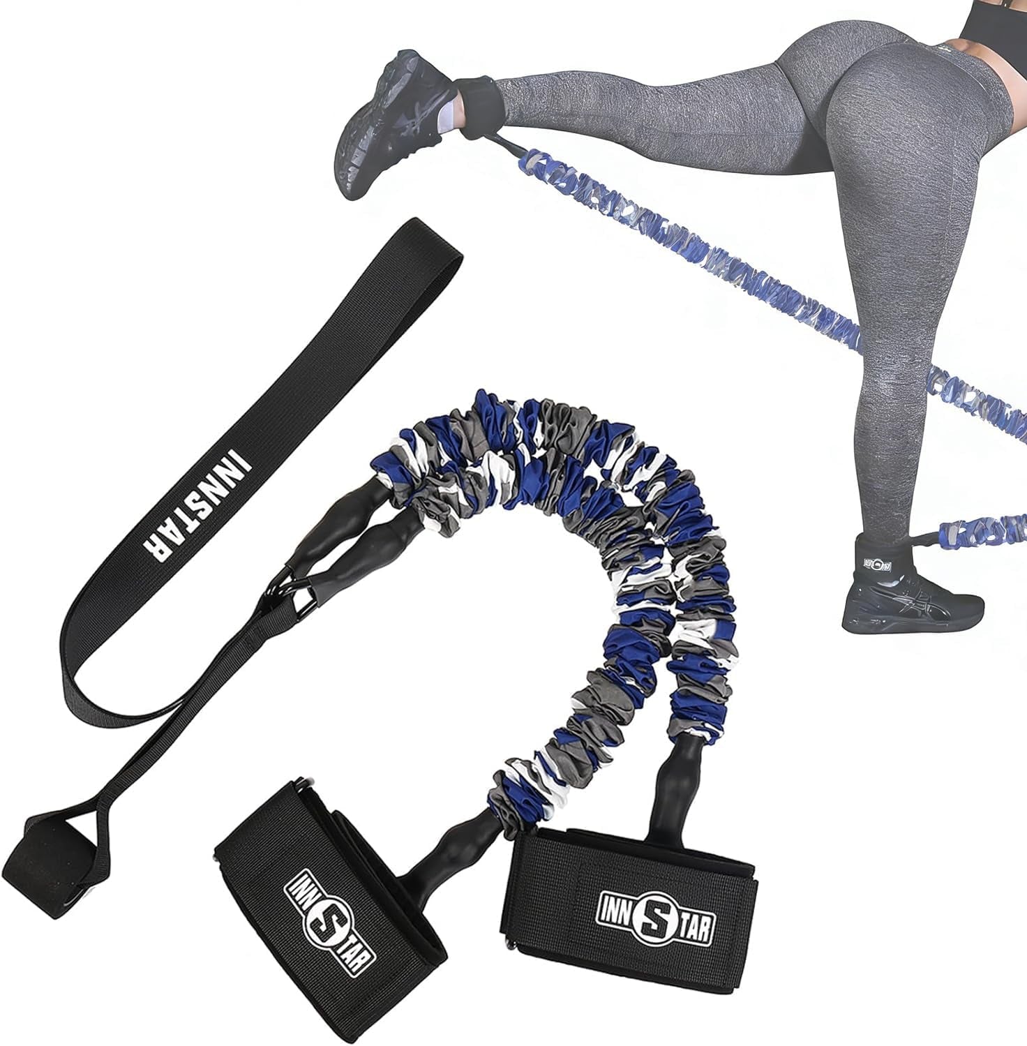 INNSTAR Resistance Bands Accessories - Fitness Handles and Workout Bar for Comprehensive Home Gym Training